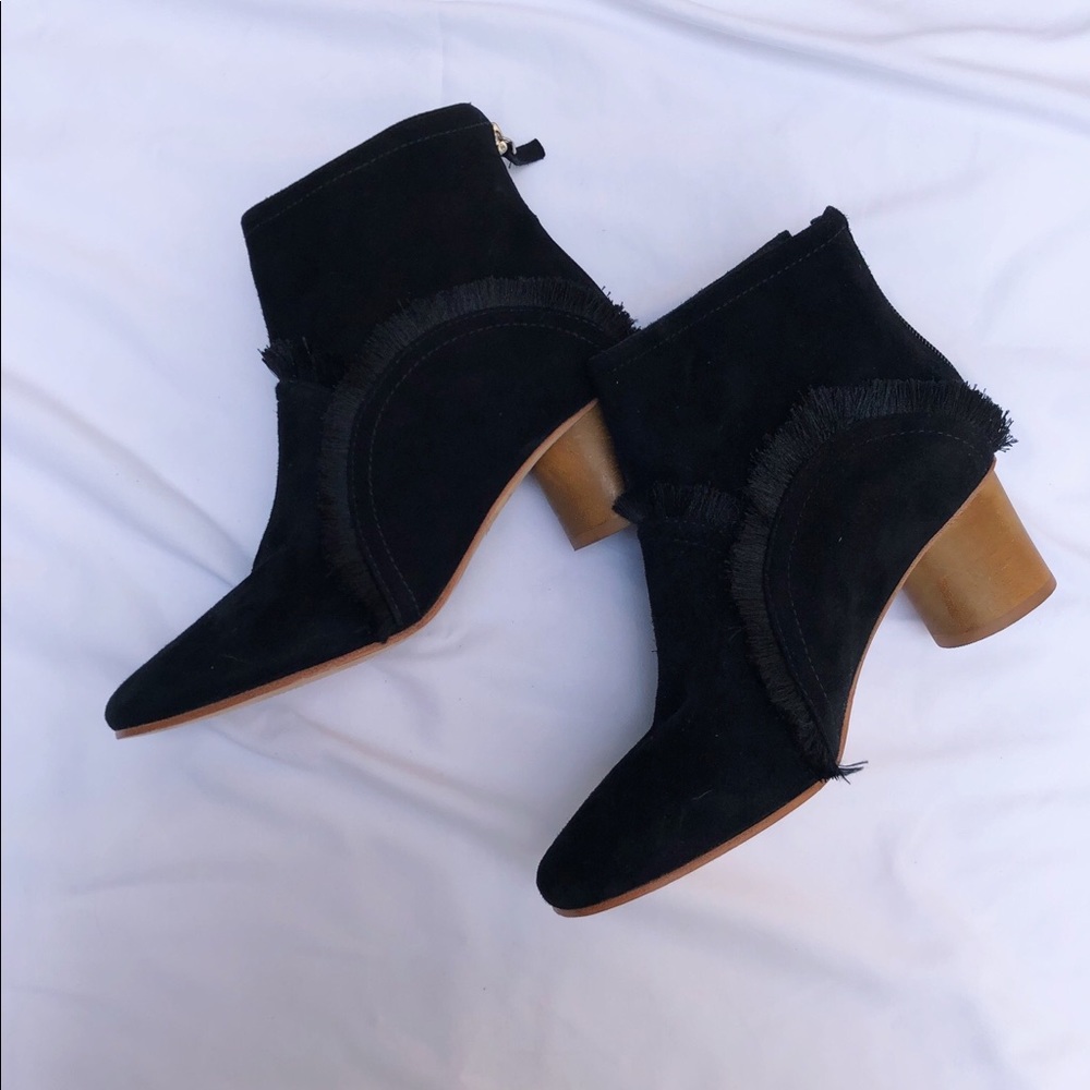 BERNARDO Ingrid Fringe Suede Ankle Boots